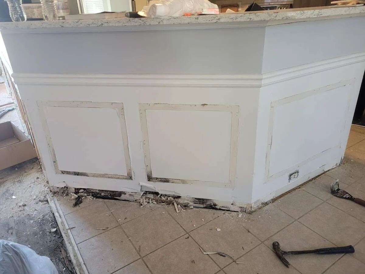 Water damage and mold on kitchen during Storm Damage Restoration in La Habra Heights